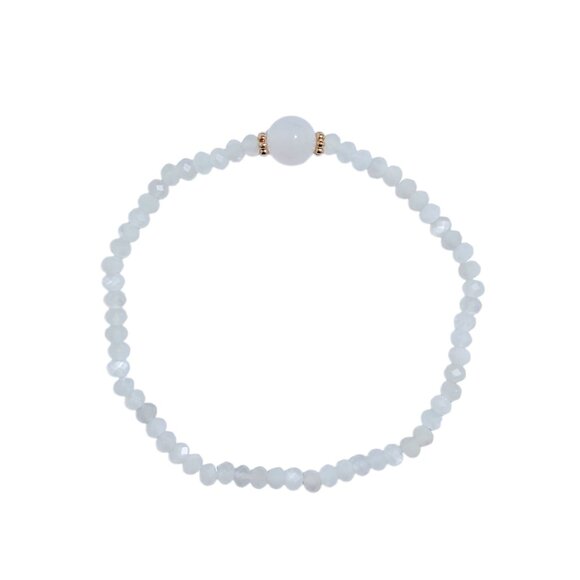 SILVERY WHITE MOONSTONE/AGATE BRACELET - Picture 1 of 6